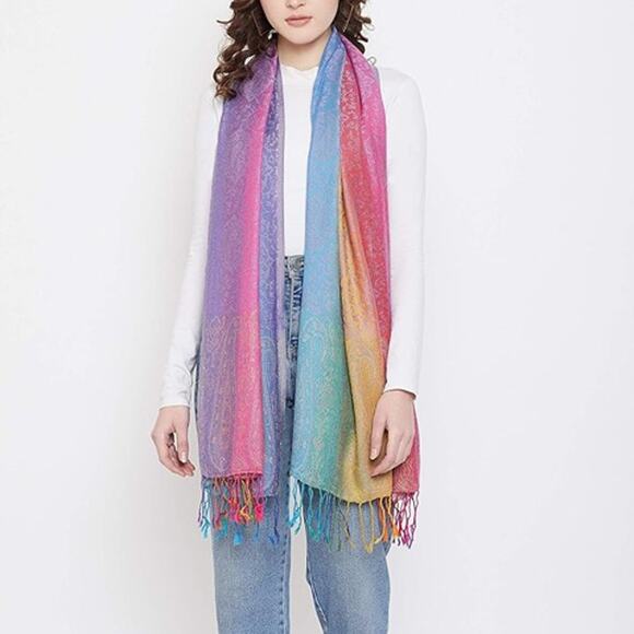 Fashion Women's Silk Scarf Luxury Satin Shawl Wraps - Purple - Picture 2 of 5